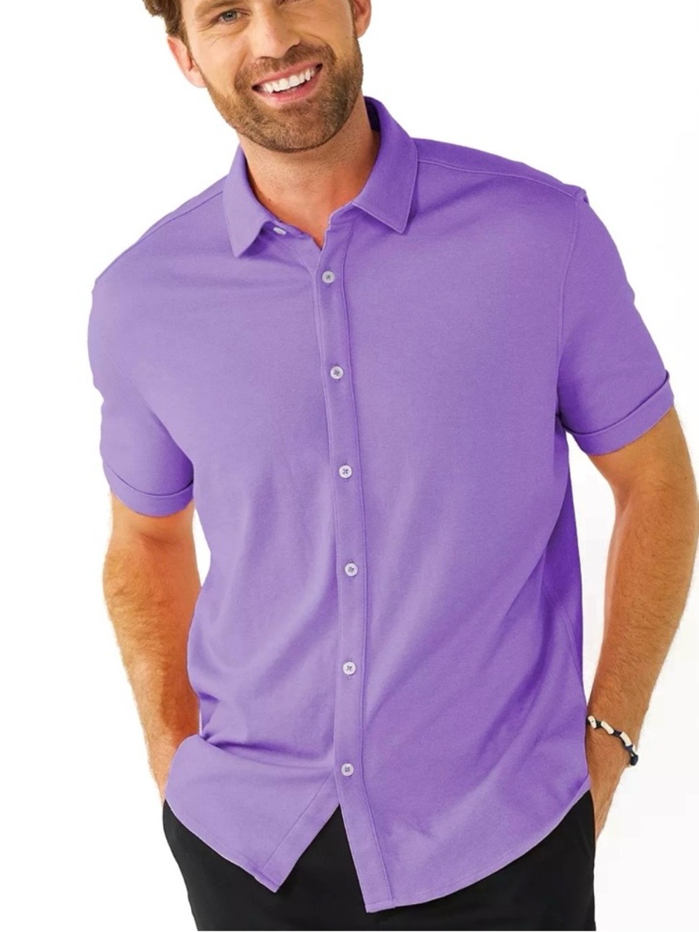 Apt. 9 Purple Regular-Fit Untucked Premier Fit Button-Down Shirt Size M